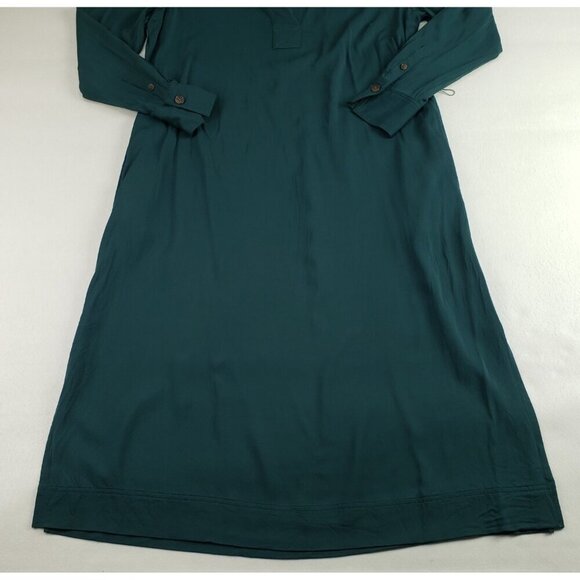 Boden Long Sleeve Maxi Dress Womens 12 R Green Collared Pullover Pocket *No Tie* - Picture 6 of 16
